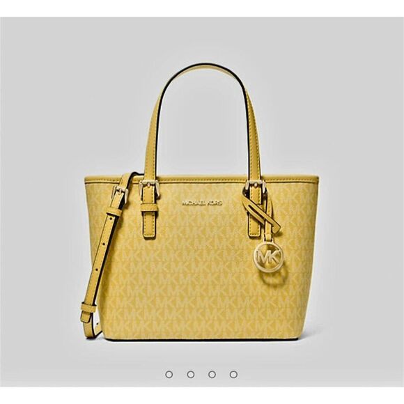 MICHAEL KORS OUTLET JET SET EXTRA SMALL LOGO ZIP TOP TOTE BAG - Picture 1 of 6
